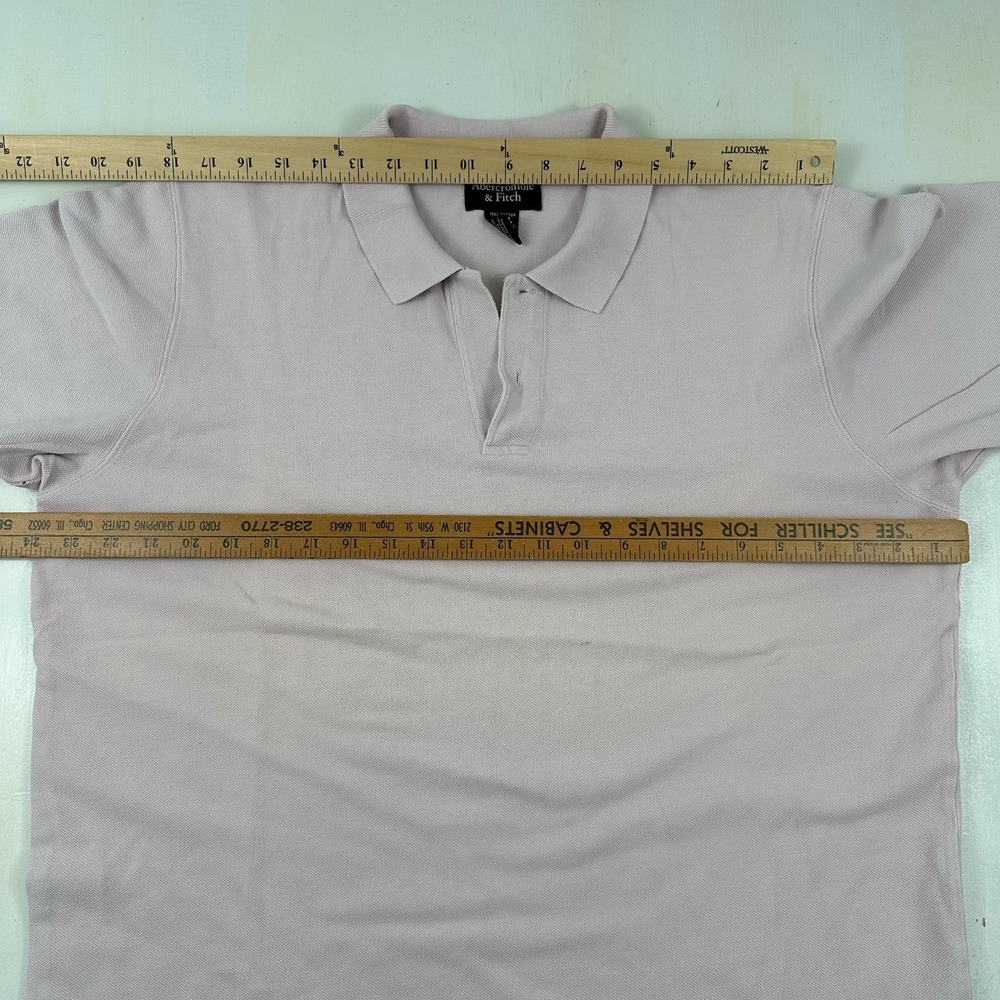 VTG abercrombie & fitch muscle Fit mens polo shirt XL Pink cotton Distressed - Picture 3 of 9